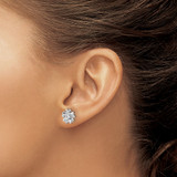 Sterling Silver Rhodium-plated CZ Flower Post Earrings - QE-91B1E7AE-9511