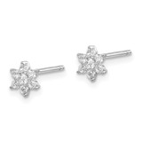 Sterling Silver Rhodium-plated CZ Flower Post Earrings - QE-F9035612-4641