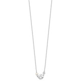 Sterling Silver Rhodium-plated CZ FW Cultured Pearl w/Hearts Necklace
