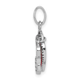 Sterling Silver Rhodium-plated CZ Glitter Infused Heart and Key Pendant