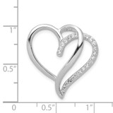 Sterling Silver Rhodium-plated CZ Heart Chain Slide - QP-C532F894-2002