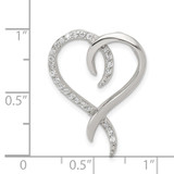 Sterling Silver Rhodium-plated CZ Heart Chain Slide - QP-FFBF40B3-5660