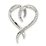 Sterling Silver Rhodium-plated CZ Heart Chain Slide - QP-FFBF40B3-5660