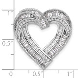 Sterling Silver Rhodium-plated CZ Heart Chain Slide Pendant