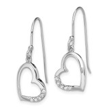 Sterling Silver Rhodium-plated CZ Heart Dangle Earrings - QE-C6D33791-4146