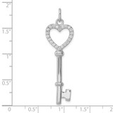 Sterling Silver Rhodium-plated CZ Heart Key Pendant - QP-6D2311FA-5753