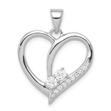Sterling Silver Rhodium-plated CZ Heart Pendant - QP-00258CAF-8379