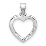 Sterling Silver Rhodium-plated CZ Heart Pendant - QP-5D39EB4A-2771