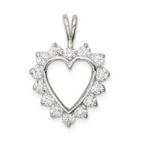 Sterling Silver Rhodium-plated CZ Heart Pendant - QP-5D8E2F54-3614