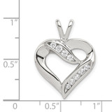 Sterling Silver Rhodium-plated CZ Heart Pendant - QP-740F4BFF-3297