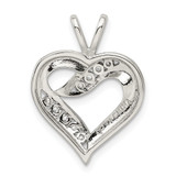 Sterling Silver Rhodium-plated CZ Heart Pendant - QP-740F4BFF-3297