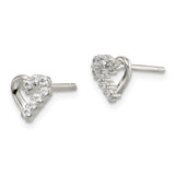 Sterling Silver Rhodium-plated CZ Heart Post Earrings - QE-931EA5C7-9557