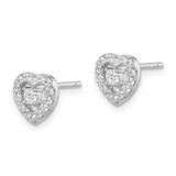 Sterling Silver Rhodium-plated CZ Heart Post Earrings - QE-C6ED223D-7078