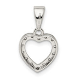 Sterling Silver Rhodium-plated CZ Heart Shape Pendant