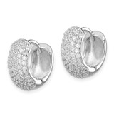 Sterling Silver Rhodium-plated CZ Hinged Hoop Earrings - QE-9A20274C-4855