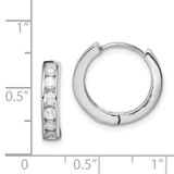 Sterling Silver Rhodium-plated CZ Hinged Hoop Earrings - QE-9E0BD7A4-1295