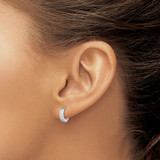 Sterling Silver Rhodium-plated CZ Hinged Hoop Earrings - QE-A69214EB-7322