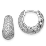 Sterling Silver Rhodium-plated CZ Hinged Hoop Earrings - QE-D4DDE1AD-8131