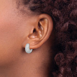 Sterling Silver Rhodium-plated CZ Hinged Hoop Earrings - QE-D4DDE1AD-8131