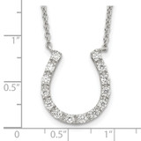 Sterling Silver Rhodium-plated CZ Horseshoe Necklace