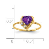 14k 6mm Heart Amethyst AA Diamond ring - Y2-17398023-7194