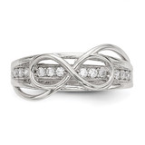 Sterling Silver Rhodium-plated CZ Infinity Ring - QR-130353E1-9667