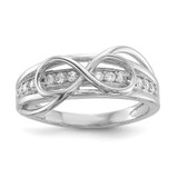 Sterling Silver Rhodium-plated CZ Infinity Ring - QR-30FF02F4-2874