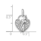 Sterling Silver Rhodium-plated CZ Key and Heart Pendant