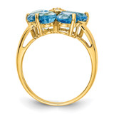 14k 6mm Heart Blue Topaz AA Diamond ring