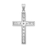 Sterling Silver Rhodium-plated CZ Latin Cross Pendant - QC-EB0B5DD2-3068
