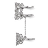 Sterling Silver Rhodium-plated CZ Leaf with Extender Ring - QR-0E60D2CA-9807