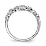 Sterling Silver Rhodium-plated CZ Leaf with Extender Ring - QR-8514BFB4-8436