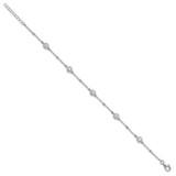Sterling Silver Rhodium-plated CZ Link 7in w/1in ext. Bracelet