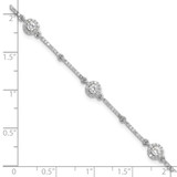 Sterling Silver Rhodium-plated CZ Link 7in w/1in ext. Bracelet