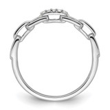 Sterling Silver Rhodium-plated CZ Link Ring - QR-D9CA4DD2-7473