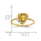 14k 6mm Heart Citrine AA Diamond ring - Y2-A4902B0B-6136