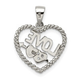 Sterling Silver Rhodium-plated CZ Love Heart Pendant
