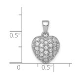 Sterling Silver Rhodium-plated CZ Micro pav‚ Heart Pendant