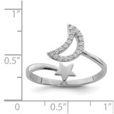 Sterling Silver Rhodium-plated CZ Moon and Star Ring - QR-7A482081-7102