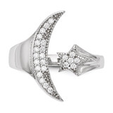 Sterling Silver Rhodium-plated CZ Moon w/Star Polished Ring - QR-8F81B089-3305