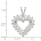 Sterling Silver Rhodium-plated CZ Open Heart Pendant