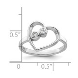 Sterling Silver Rhodium-plated CZ Open Heart Ring - QR-8841EAFB-5314