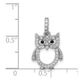 Sterling Silver Rhodium-plated CZ Owl Pendant - QC-D4251D61-7054