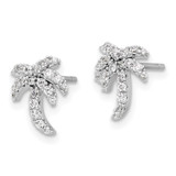 Sterling Silver Rhodium-plated CZ Palm Tree Post Earrings - QE-9207A255-5826