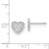 Sterling Silver Rhodium-plated CZ Pav‚ Heart Post Earrings