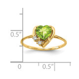 14k 6mm Heart Peridot AA Diamond ring - Y2-17B3E01B-5396
