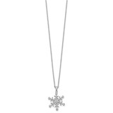 Sterling Silver Rhodium-plated CZ Polished And Textured Snowflake 18 inch Necklace
