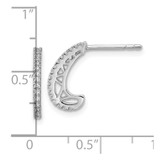 Sterling Silver Rhodium-plated CZ Polished J-Hoop Post Earrings - QE-D621A51D-1180