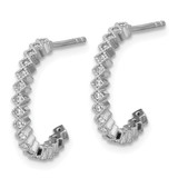 Sterling Silver Rhodium-plated CZ Polished J-Hoop Post Earrings - QE-D9C49690-4361