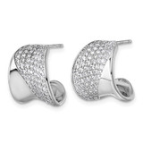 Sterling Silver Rhodium-plated CZ Polished J-Hoop Post Earrings - QE-EB7118D0-9526